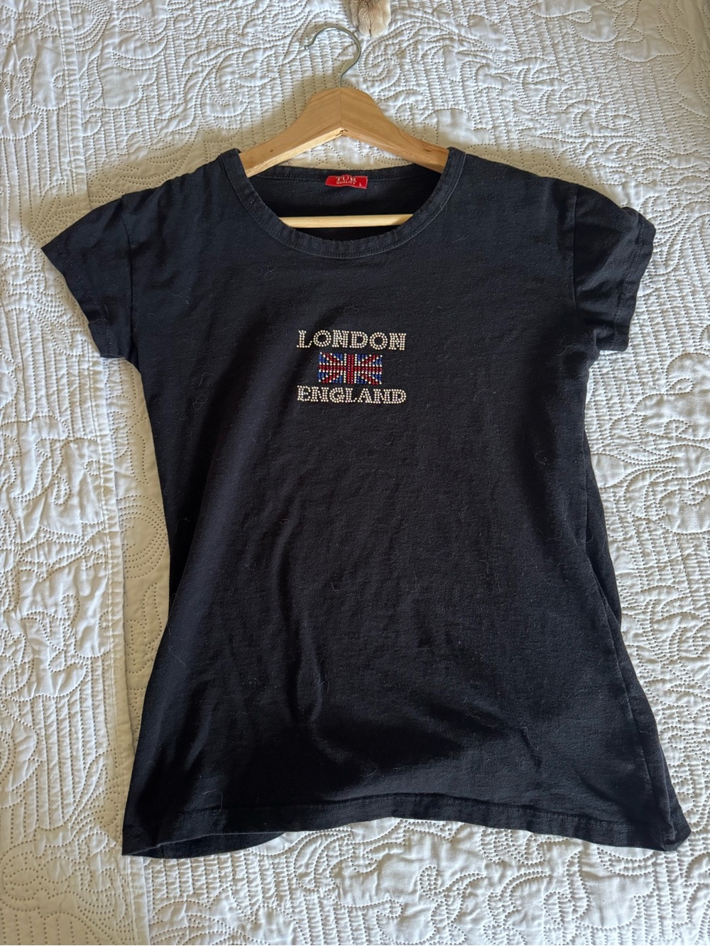 Women’s London England Bedazzled Black T shirt